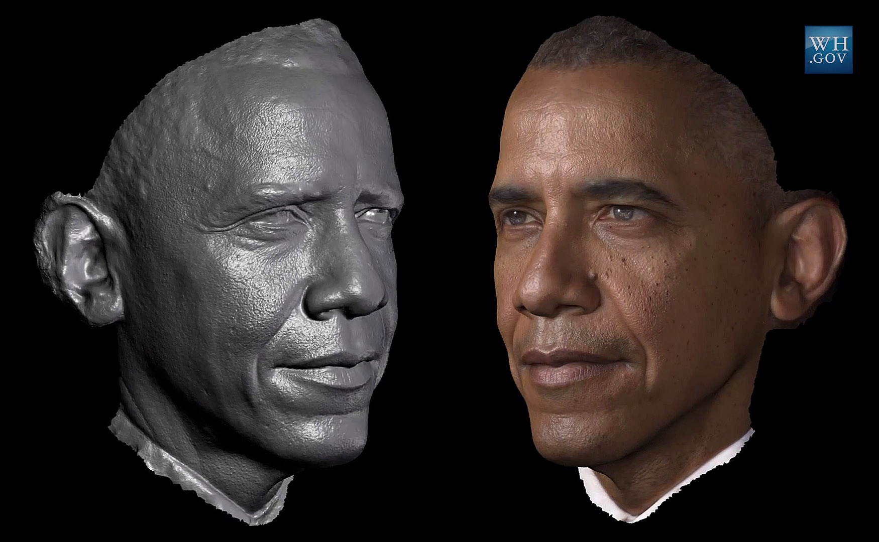 BARACK OBAMA SITS FOR A 3-D PORTRAIT IN 2014-8X10 PHOTO ZZ-514 